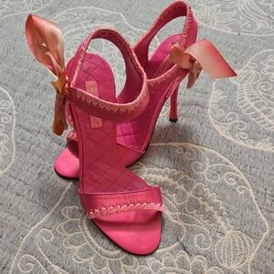 Betsey Johnson Pink Heels Satin Strap Design